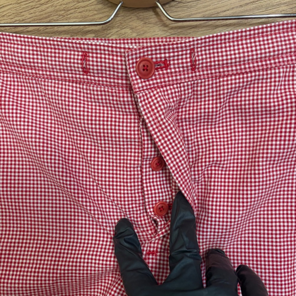 Ralph Lauren‎ Shorts Women 12 Red Gingham Cotton Button Fly Preppy - Picture 5 of 8